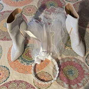 Elegant Wedding White Women's Shoes and Veil
